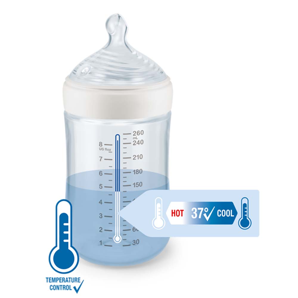 NUK Nature Sense tåteflaske 260 ml i blandede farger