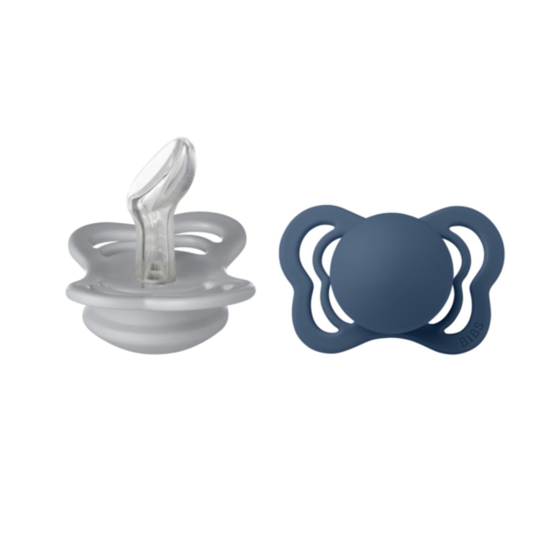 BIBS smokk Couture 2-pk silikon 0-6m Cloud/Steel Blue