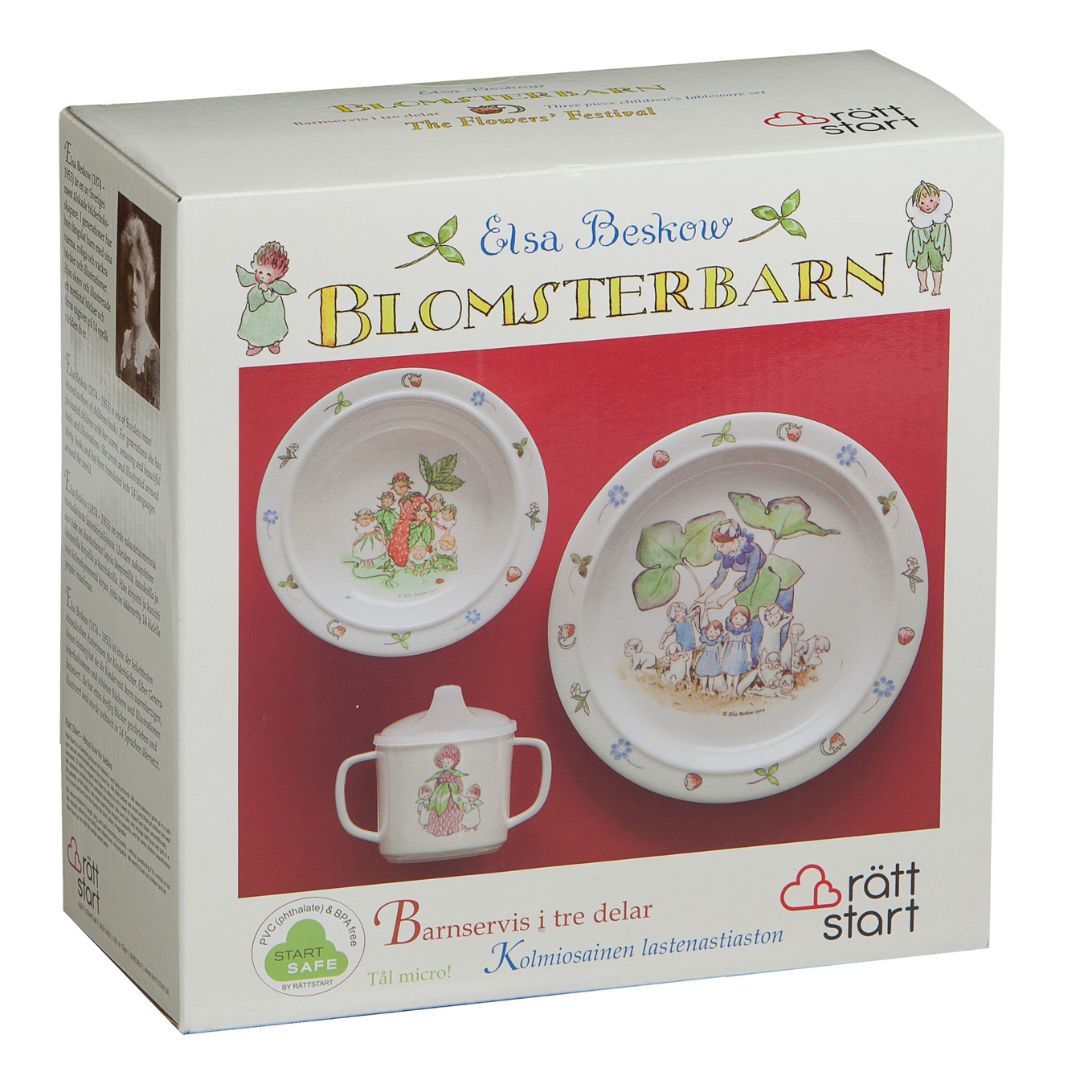 Right Start Elsa Beskow Blomsterbarn, servise for barn, 3 deler