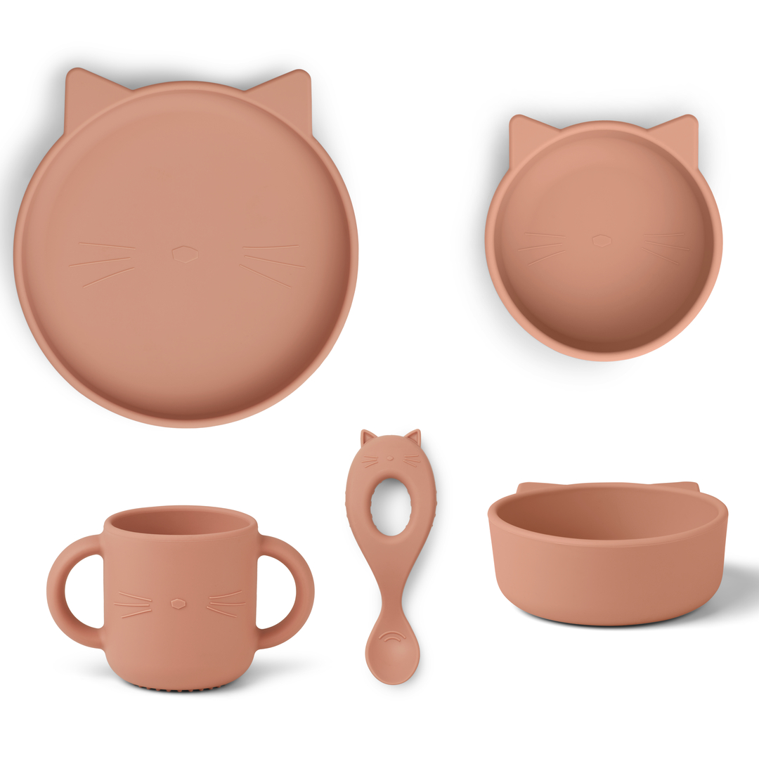 Liewood Vivi silikonmattesett Cat dark rose