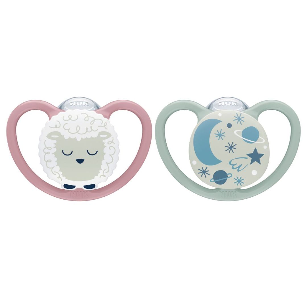 NUK Space Night silikon 6-18m Sau