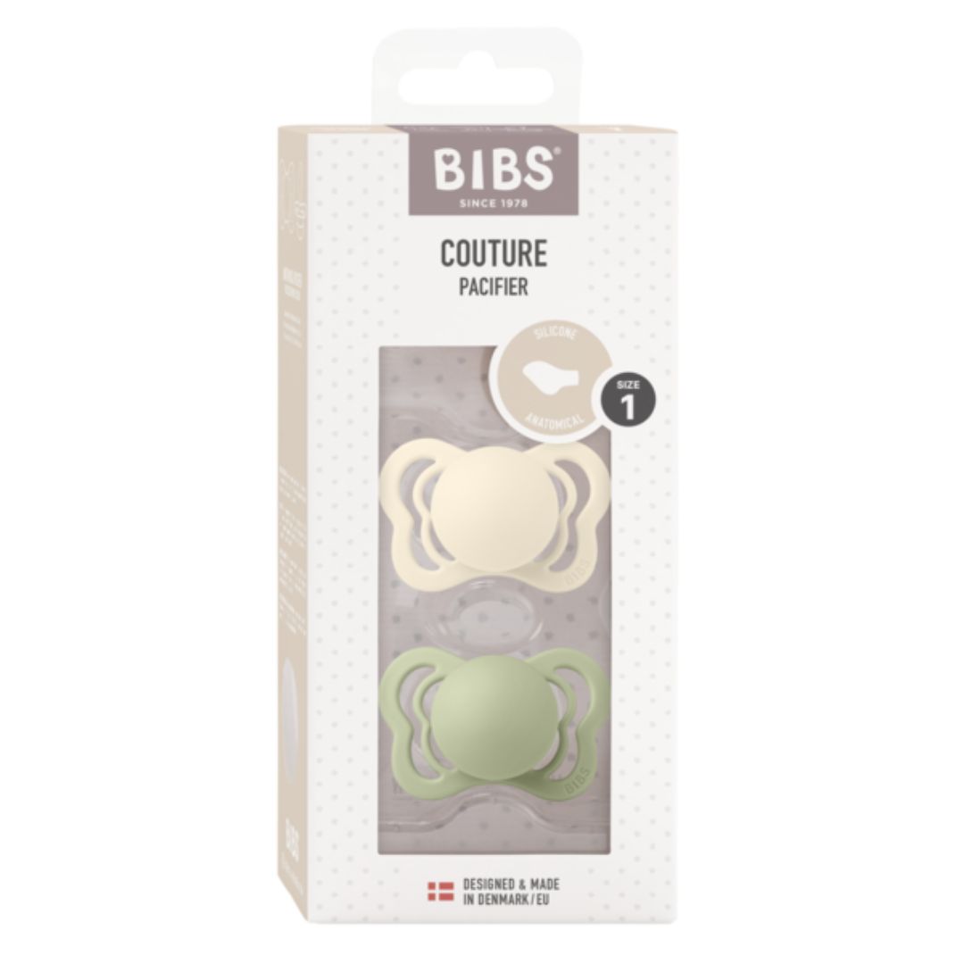 BIBS smokk Couture 2-pk silikon 0-6m Ivory/Sage