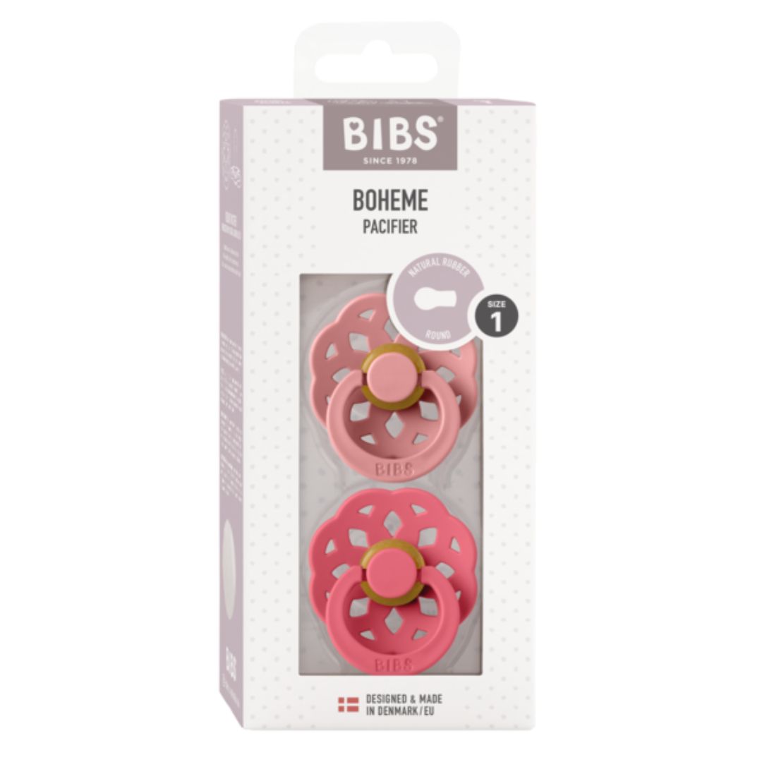 BIBS smokk Boheme 2-pk 0-6m Dusty Pink/Coral